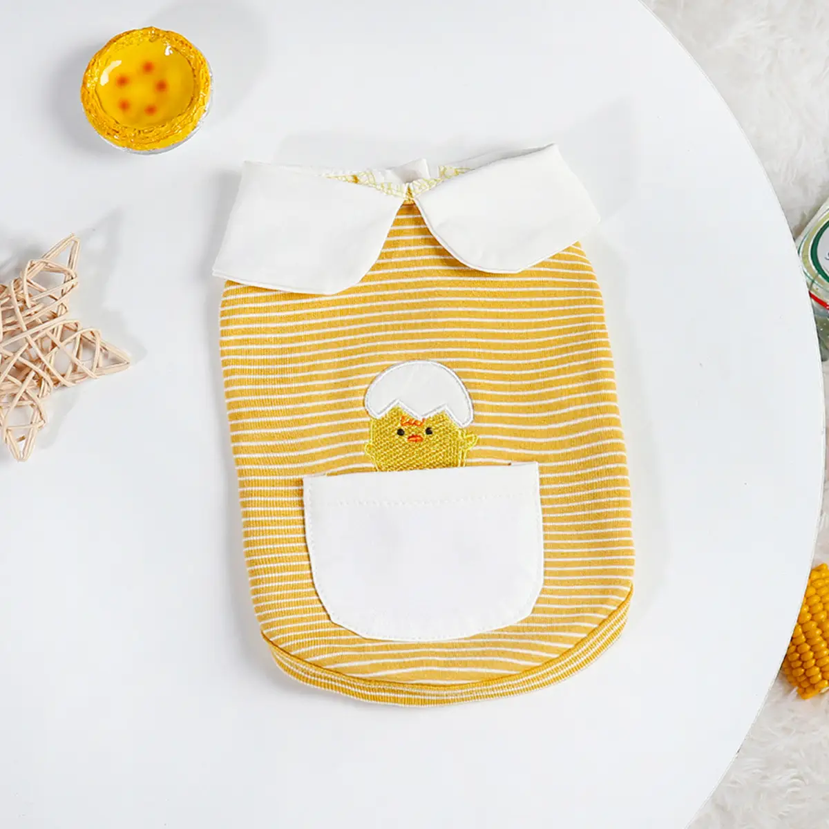 Pet Dog Tied Buckle Undershirt Cute Eggshell Clothes