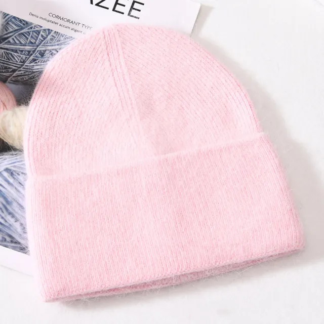 Autumn And Winter New Outdoor Solid Colour Knitted Wool Pink - Shop at LoveMi