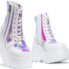 Plus Size Female Punk Style Platform Street Fashion Motorcycle Boots - White - View 1