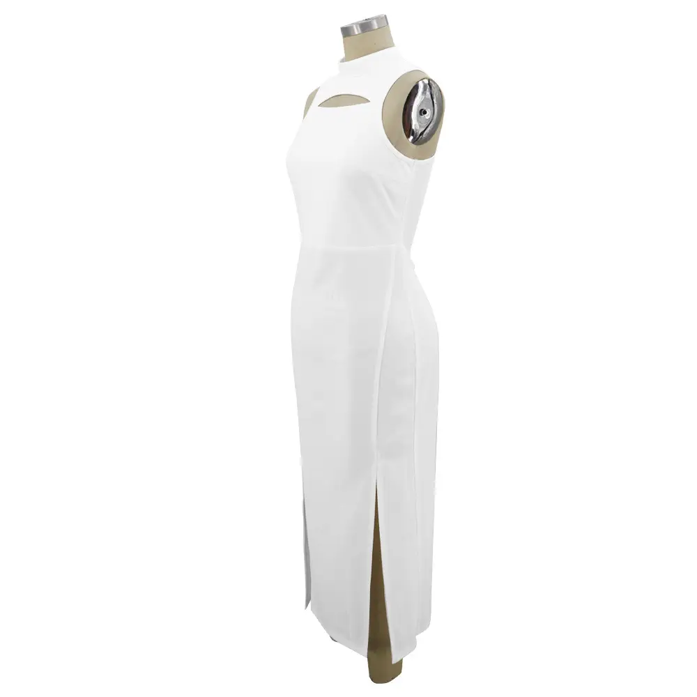 Split Sexy Hollow-out Solid Color Dress