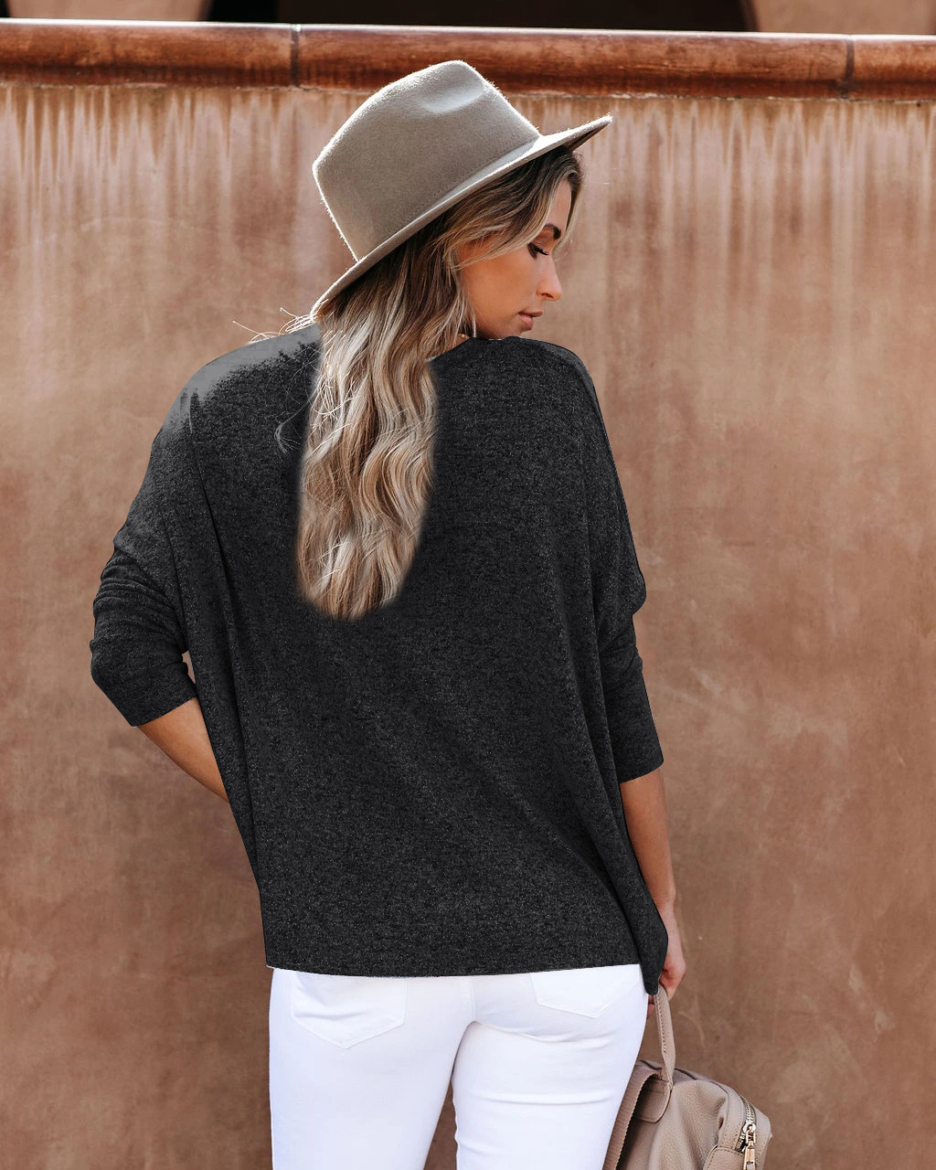 Title 9, Bat Sleeve V-Neck Loose Pullover Top