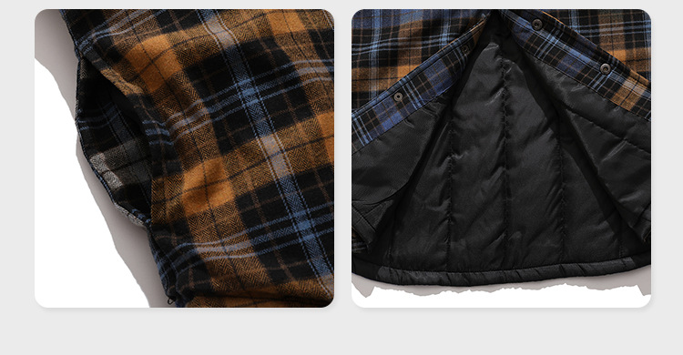 Sticker Embroidery Thickened Plaid Shirt Coat