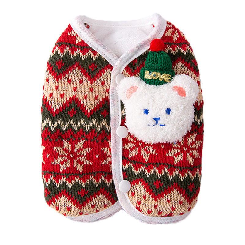Dog Sweater For Small Dogs Cute Bear Pattern Doggie Clothes Winter Warm Puppy Coat Chihuahua Yorkie Holiday Birthday Outfits Halloween Christmas Sm... Red - Shop at LoveMi