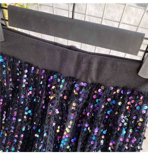 Women's Simple Sequined Gold Velvet Casual Pants