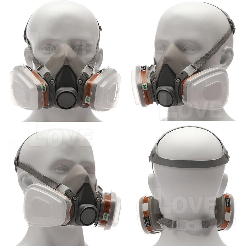 7 IN 1 Gas Mask Full Face Respirator Paint Spray Chemical Facepiece Safety NEW