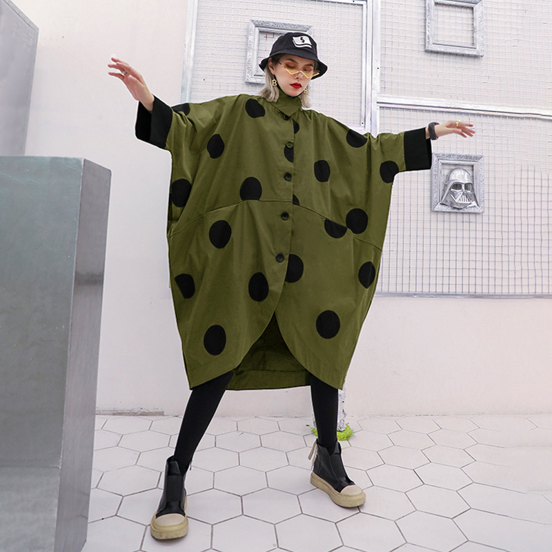 Fashion Retro Dots Trench Coat - Image 2