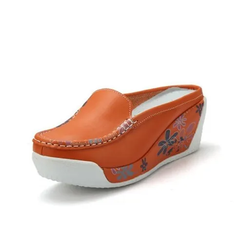 Women's Sandals And Slippers Wear Fashionable Thick soled Slope Heels Orange - Shop at LoveMi