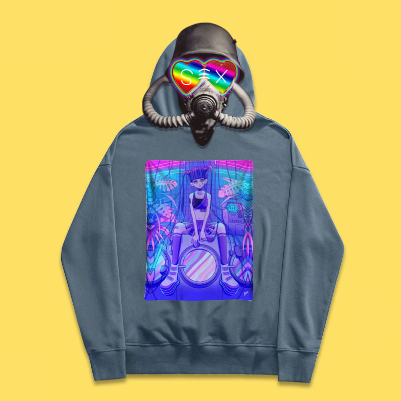 Title 4, Essential hoodie with inkjet steam wave