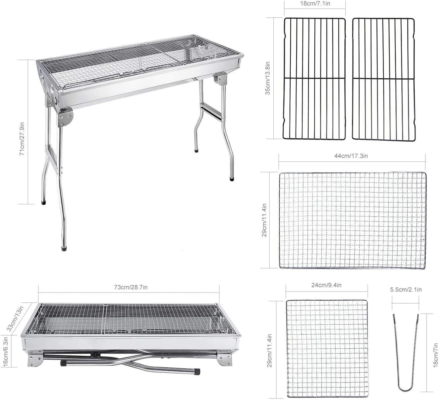Folding BBQ Charcoal Barbecue Grill Steel Stainless Garden Picnic Camping Stove — image 3