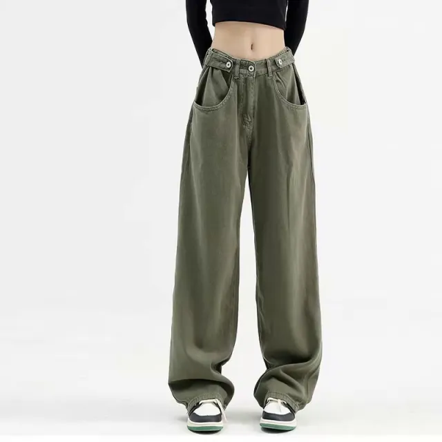 Loose Fashion Pear Shape Large Size Jeans Green - Shop at LoveMi