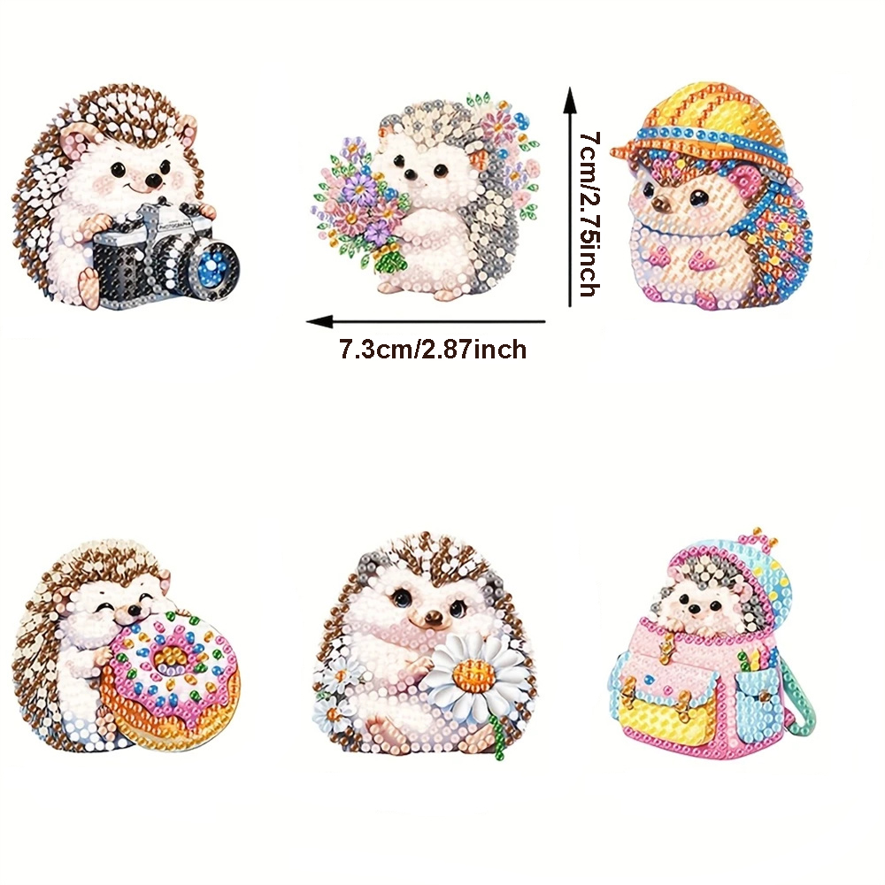 DIY Diamond Painting Keychain - Hedgehog Pattern, DIY Decorations, Diamond Kit Craft Supplies, Handmade Mosaic Painting Keychain DIY Set Suitable For Beginners, Creative Handmade Craft Gift S