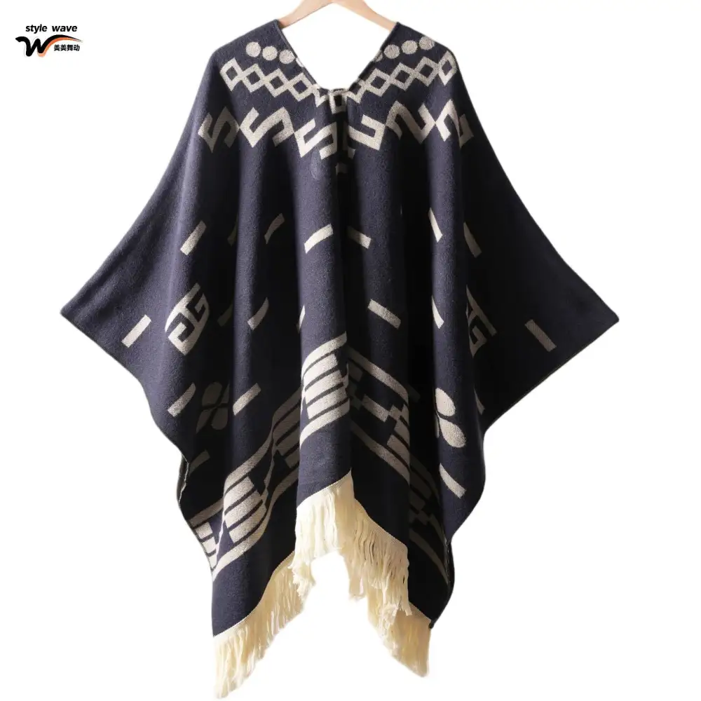 Women's Western Cowboy Fringe Pullover Poncho Shawl