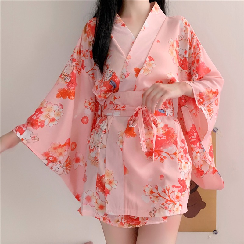 Title 2, Japanese Bathrobe Kimono Cute Yukata Robe