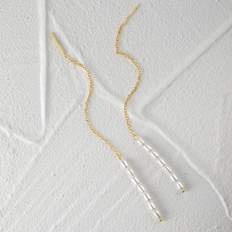 Sterling Silver Pearl Tassel Ear Wire