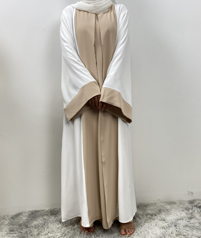 Loose-fitting Long Cardigan-style Patchwork Faux Two-piece Dress