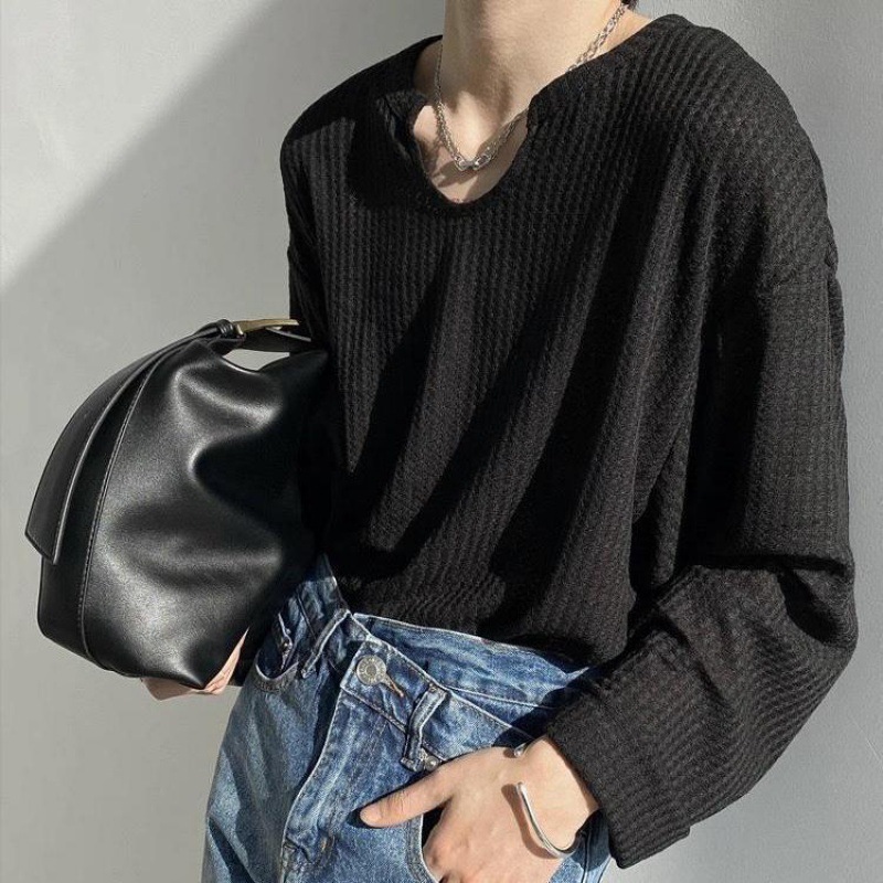 Design Sense Ice Silk Long-sleeved T-shirt Men's Inner Wear