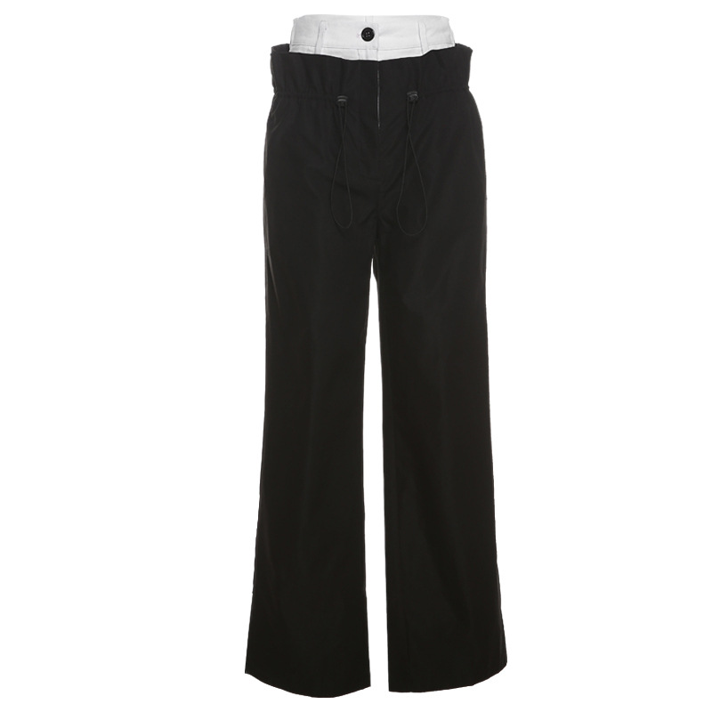 Title 6, Pantalon droit décontracté taille haute style r...