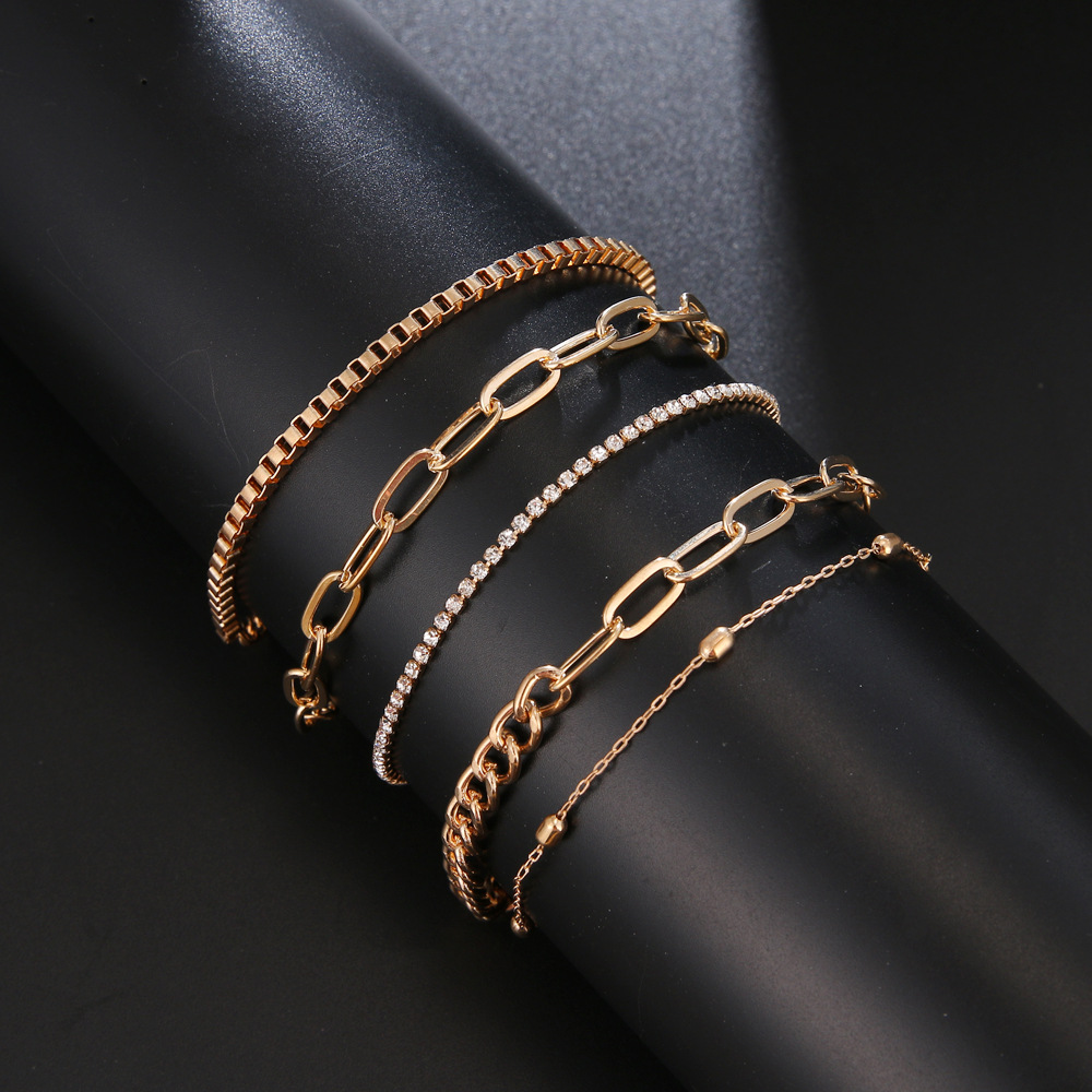 Chain Buckle Circle 5-Piece Bracelet Jewelry Set Bracelet