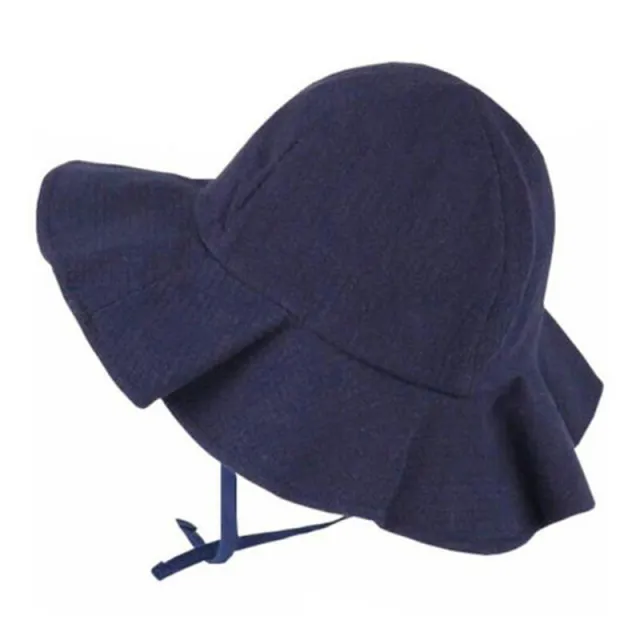 Girls Spring And Autumn Thin Large Brim Sunscreen Hat Navy - Shop at LoveMi