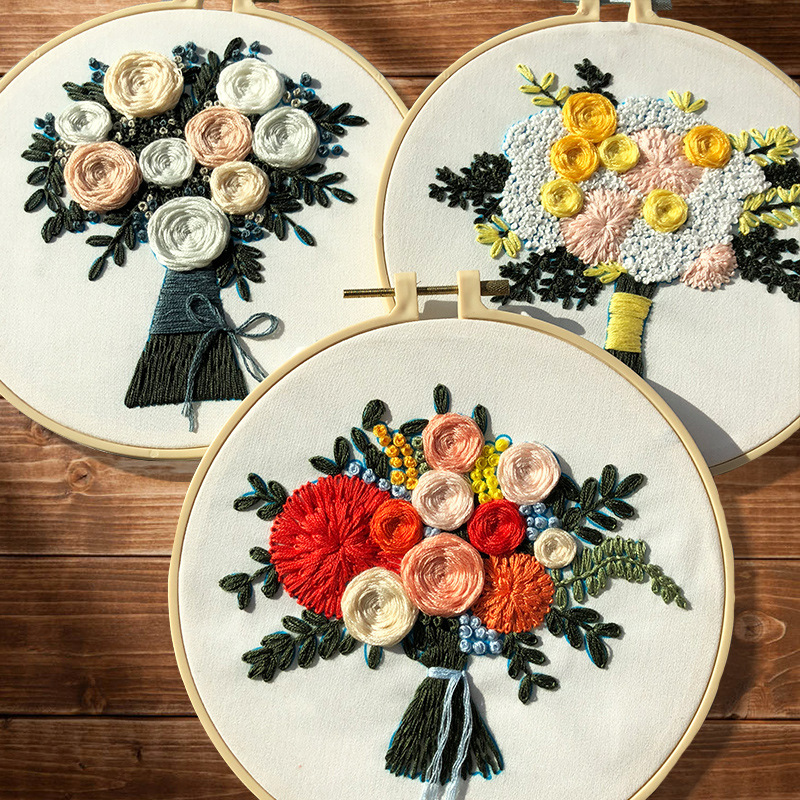 3d Embroidery Novice Manual Creativity Diy Handhold Flower Cross — image 1