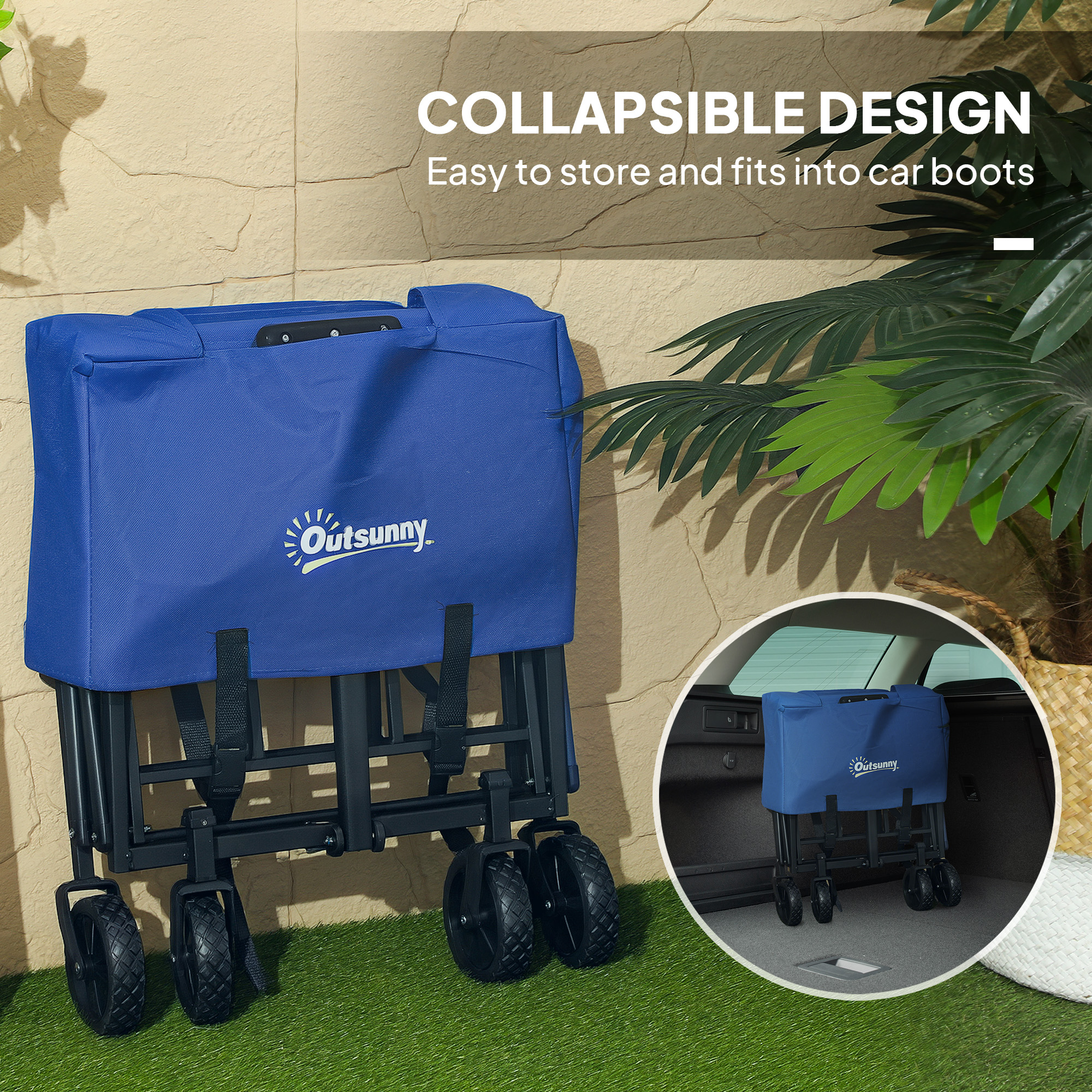 62L Festival Handcart With Wheels, Garden Folding 120kg Heavy Duty Foldable — image 3