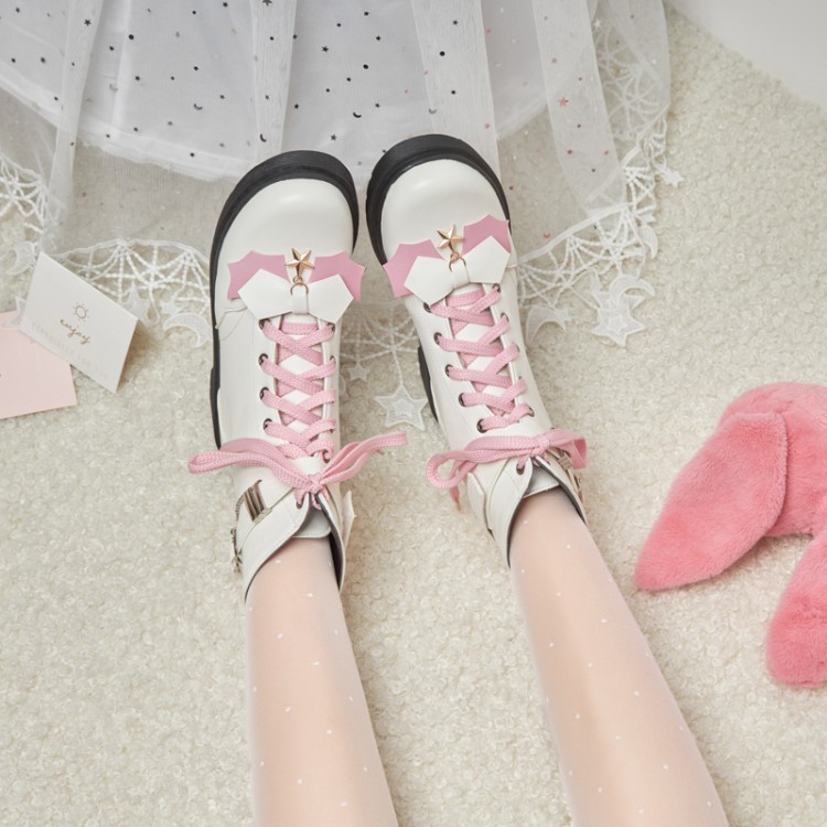 Women's Bow Metal Chain Martin Boots