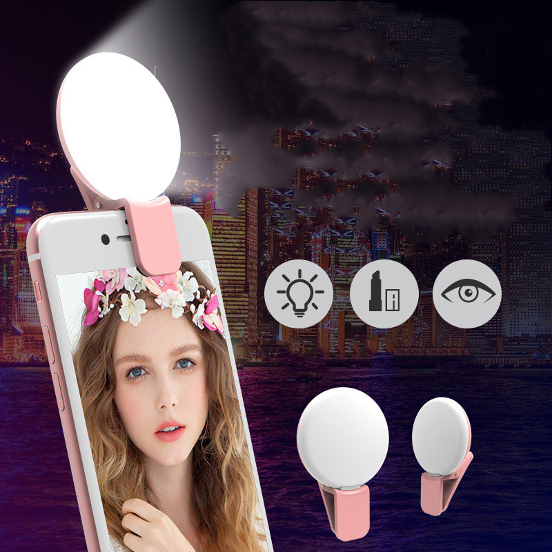Beauty Round Live Clip External LEDmini Small Q Mobile Phone Selfie Fill Light - Image 1