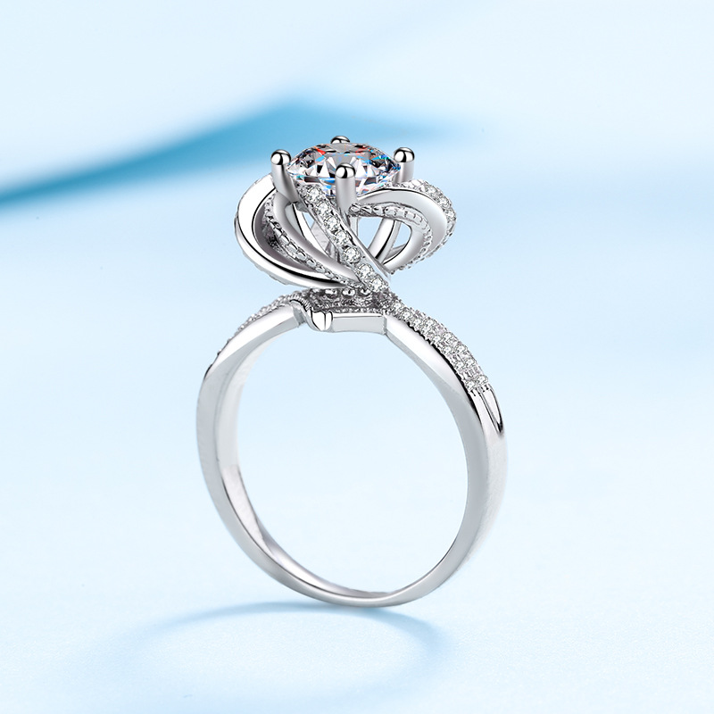 S925 Sterling Silver Moissanite Ring Girl