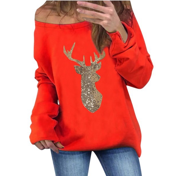 Title 4, Christmas sequined deer long-sleeved pullover