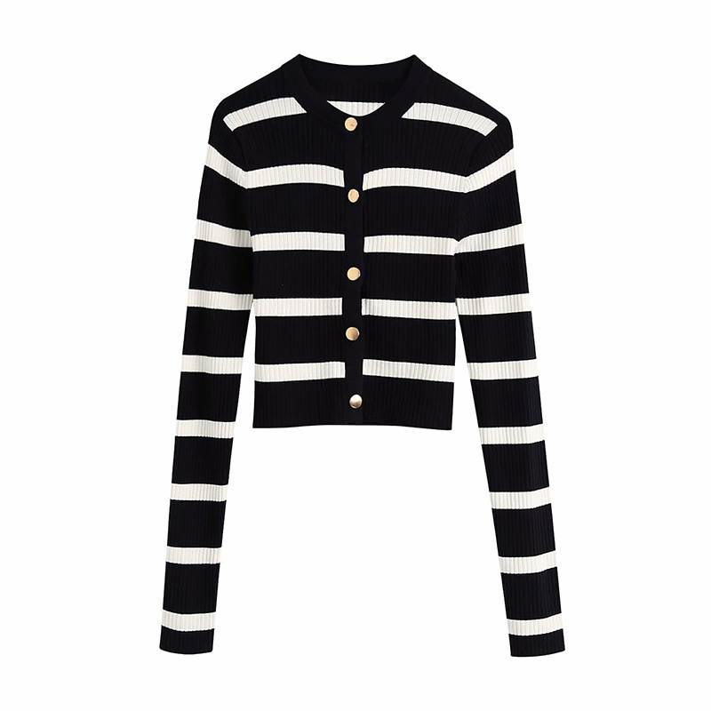 Title 5, European and American Style Striped Cardigan