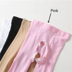 White Stockings Female Loli Uniform Pantyhose - Pink With Feet - View 1