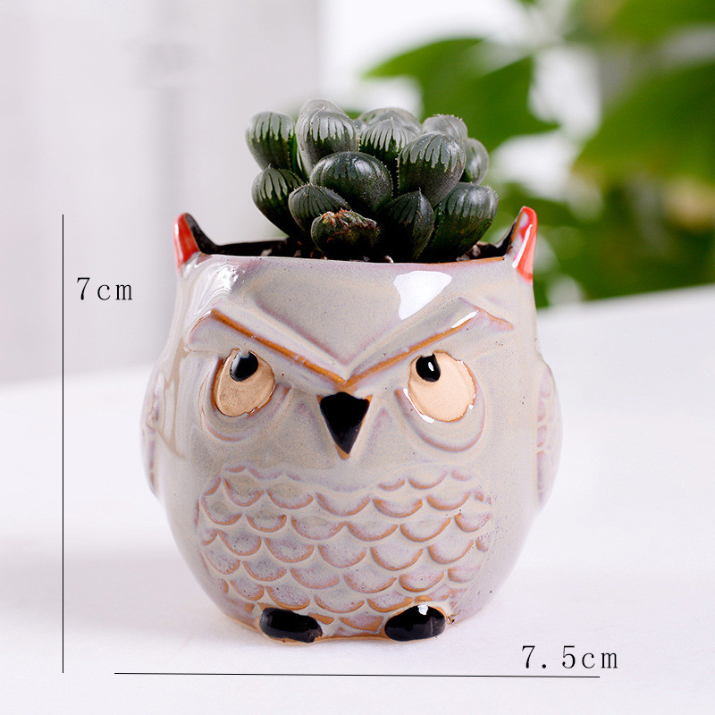 Stylish owl ceramic mini succulent planter