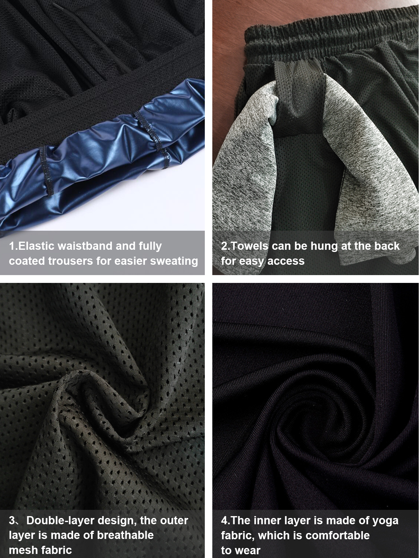Sauna Shorts For Men 2 In 1 Sweat Shorts Men Sauna Suit Compression Liner Athletic Workout Pants With Pockets