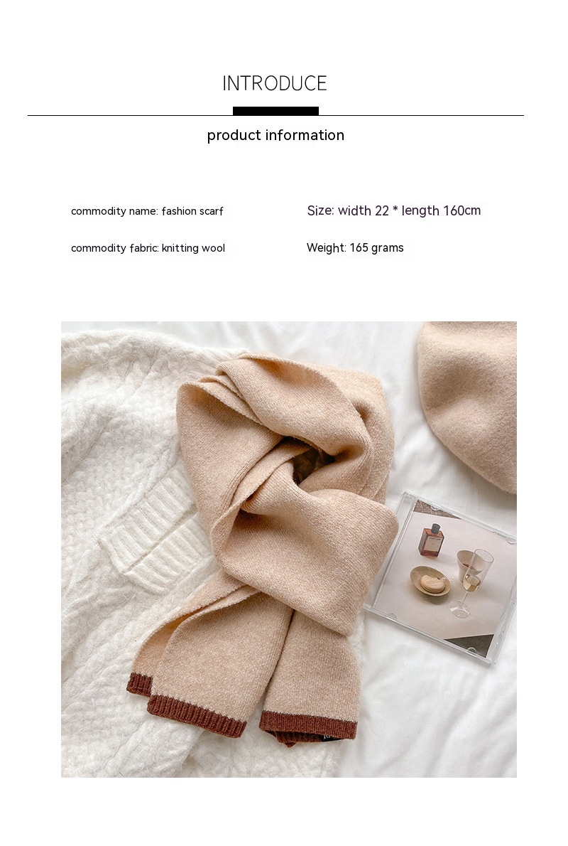 Title 4, Solid Color Knitted Wool Keep Warm Scarf