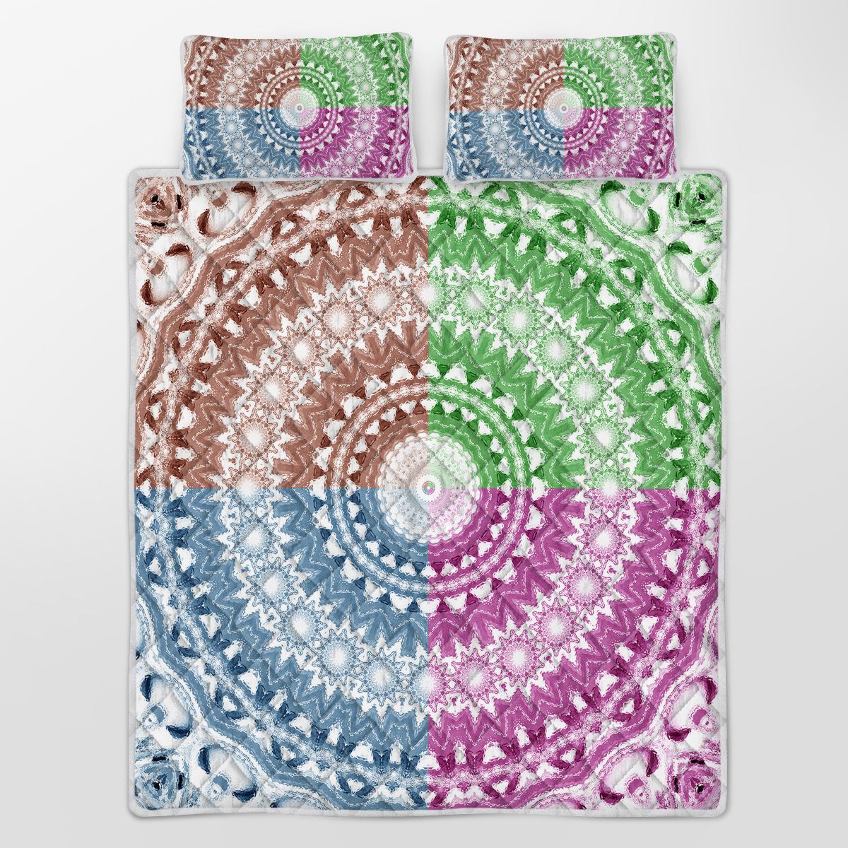 3 Pieces Colorful Tie-Dye Quilt Set Lightweight Mandala Bedding Set With 2 Pillowcases, Abstract Art Bedspread Coverlet