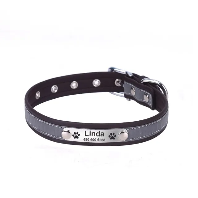 Reflective Lettering Collar Small And Medium Dog Collar Microfiber Soft Cat Collar Brown - Shop at LoveMi