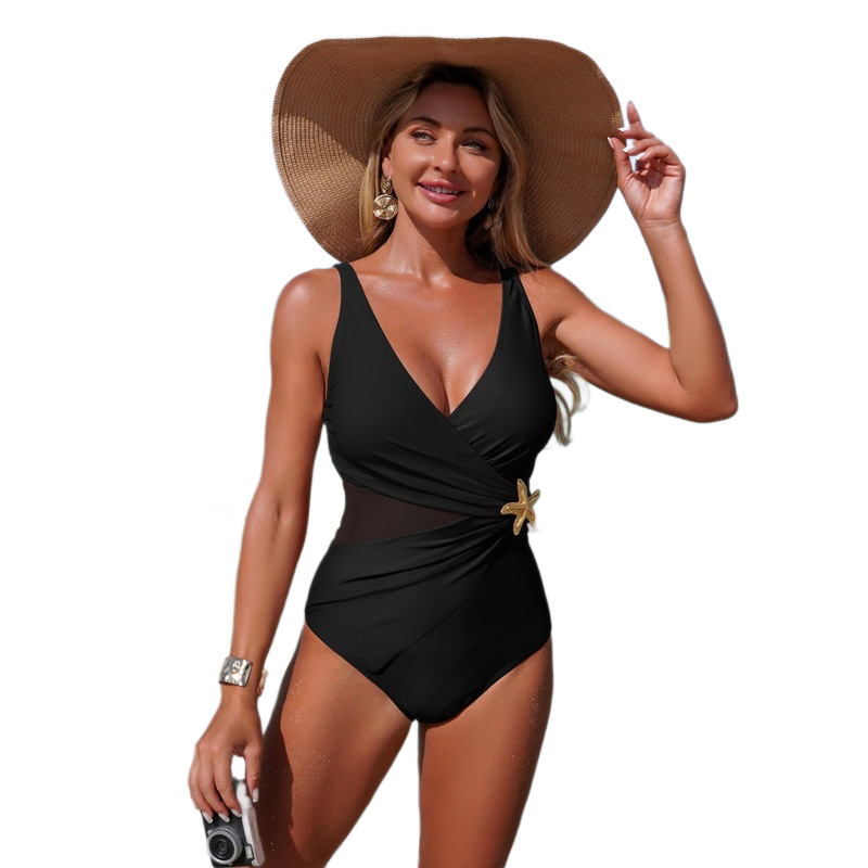 Women's Mesh Splicing One-piece Swimsuit