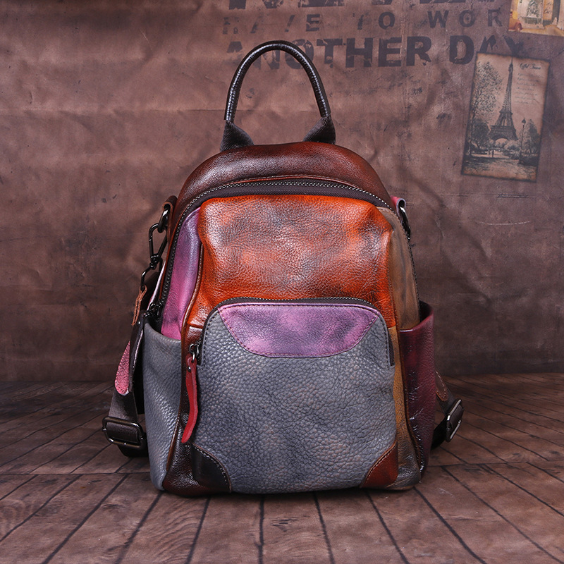 Title 4, The First Layer Of Cowhide Backpack Hand Rub Co...