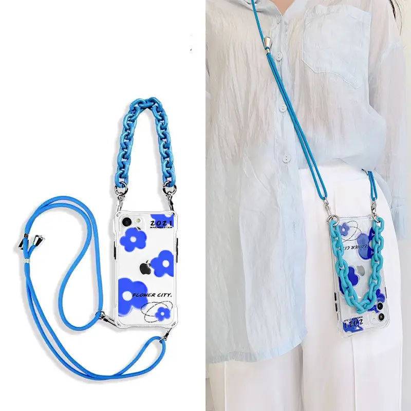 Blue Crossbody Portable Silicone Phone Case
