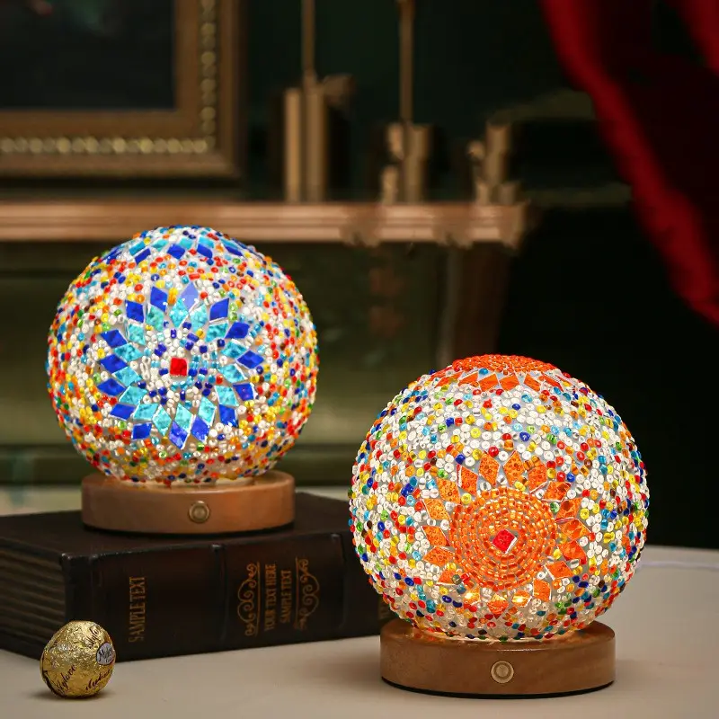 Small Night Light Bohemian Style Rechargeable Table