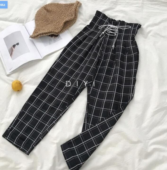 Title 2, Ladies Spring New Plaid Casual Pants