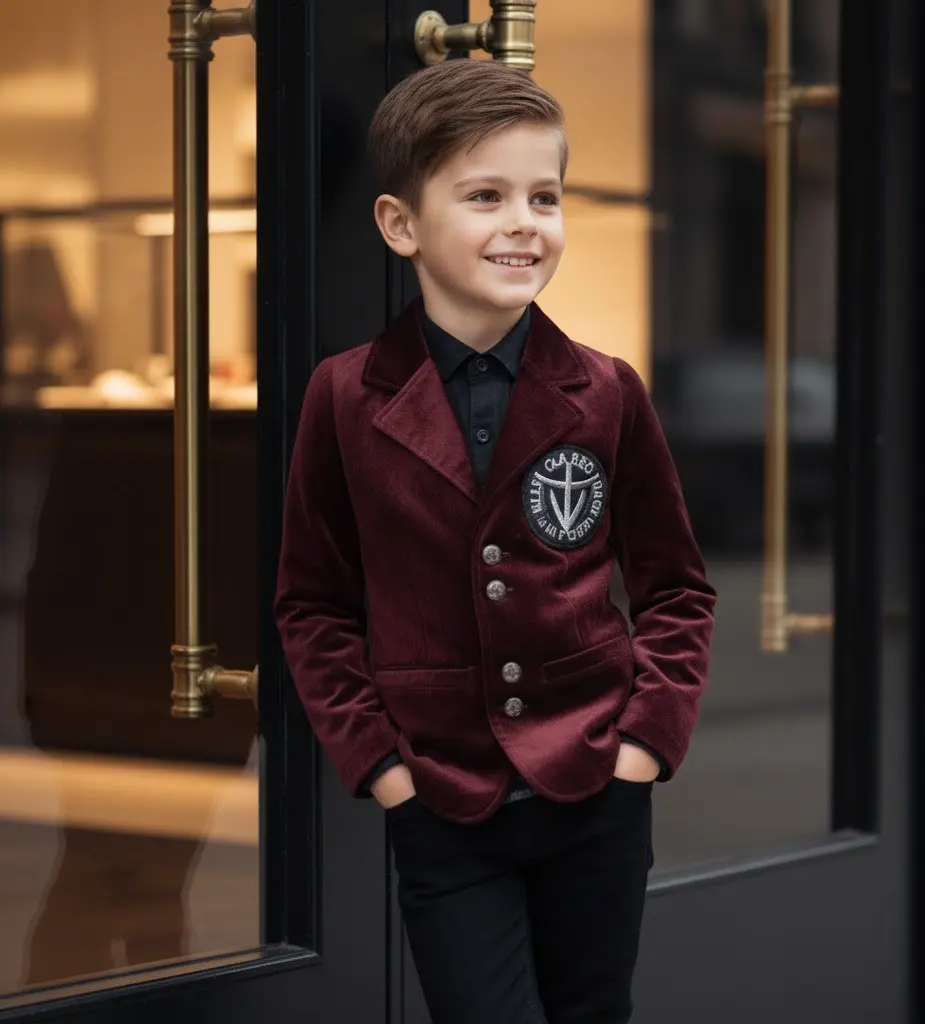 Boy Formal Suit Birthday Party Jacket Velvet