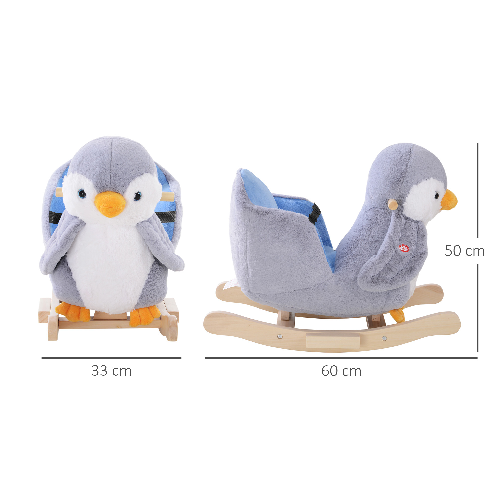 Children's Rocking Horse Unicorn Wooden Plush Riding Chair Toy With Music — image 9
