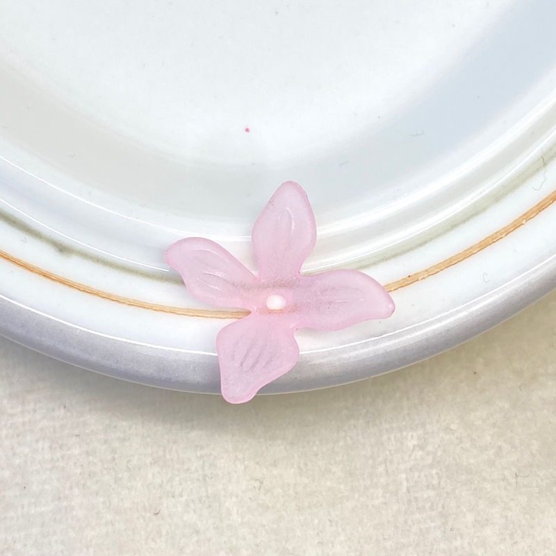 Frosted 4-Petal Acrylic Flower Beads, Cross-Shaped Veined Charms For DIY Hanfu Hairpin Flower Bases & Jewelry Making.