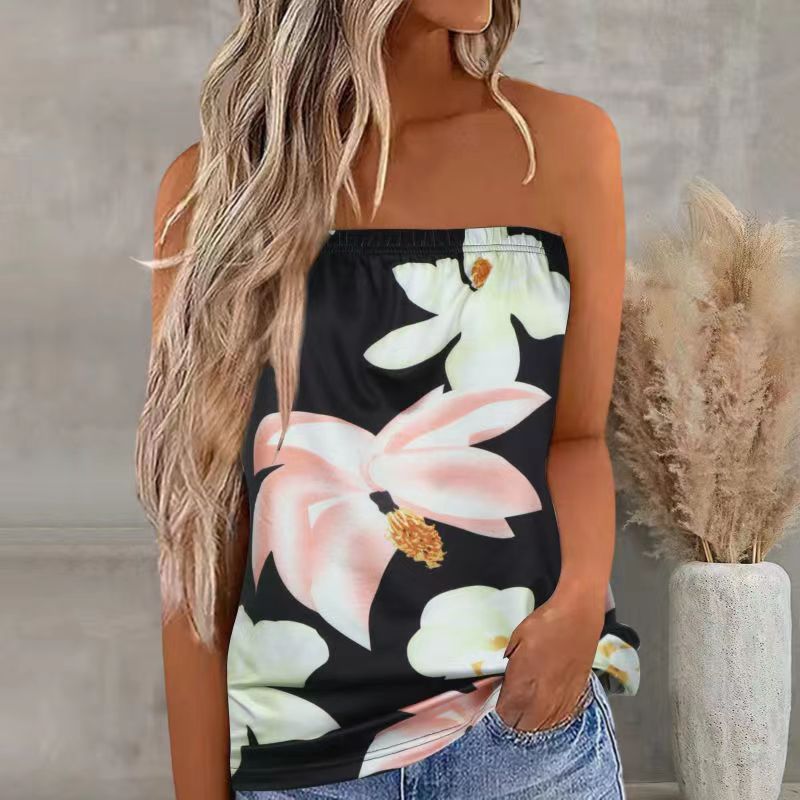 Regata Feminina Estampada com Decote Transpassado