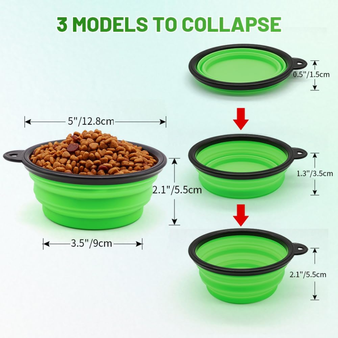 Dog Bowl Pet Collapsible Bowls, 2 Pack For Cats Dogs, Portable Pet Feeding Watering Dish For Walking Parking Traveling With 2 Carabiners — foto 4