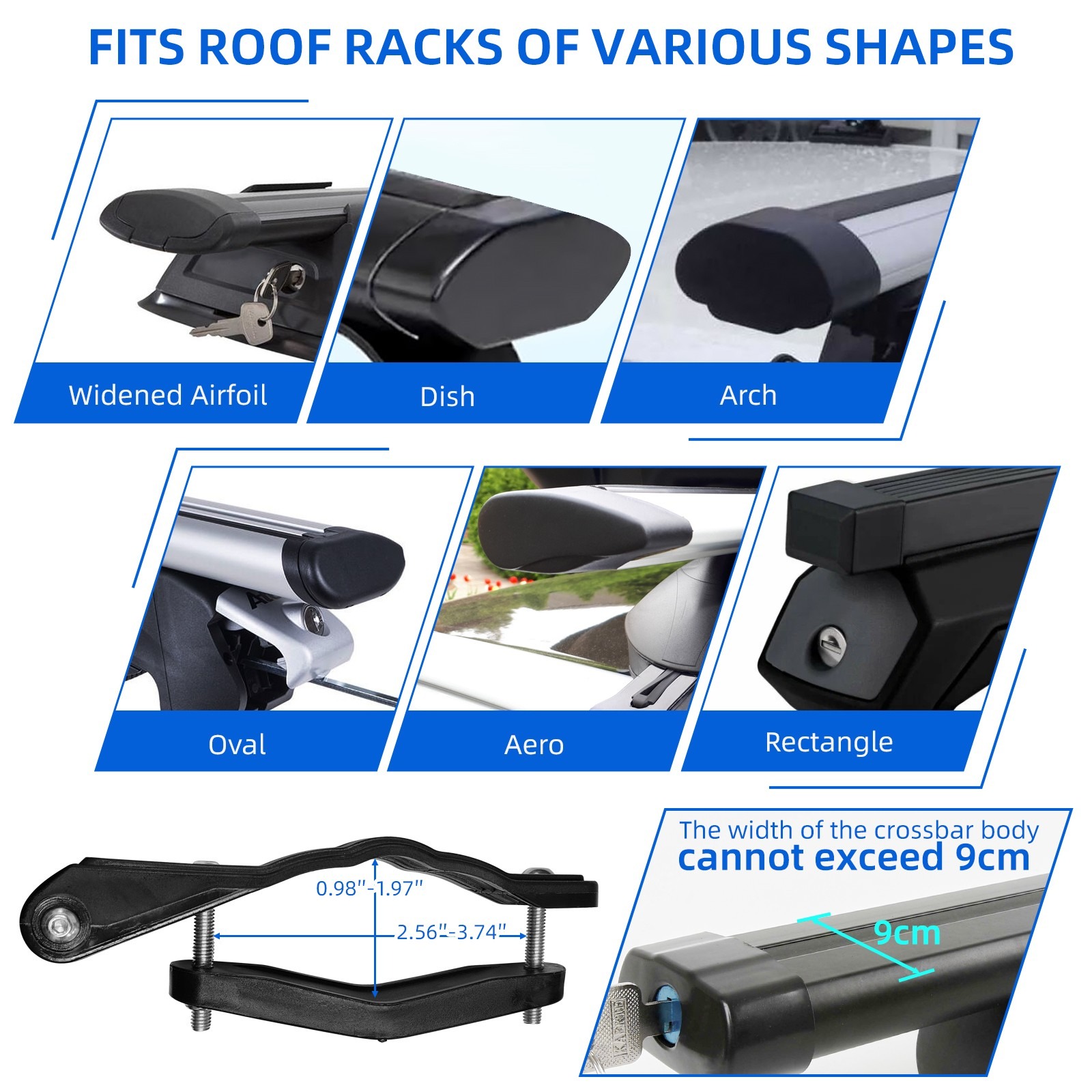 Universally Mount Fit Rooftop 106cm CrossBar Wind Fairing Air Deflector Kit — image 11