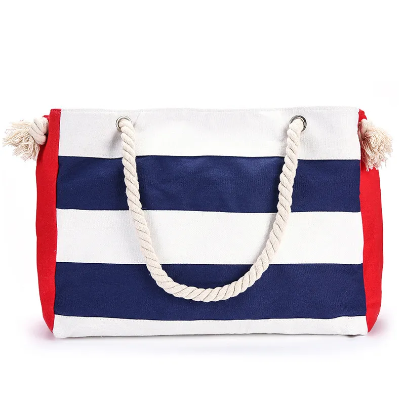 Creative Hemp Rope Striped Bag Casual Fashion Colour Matching - White