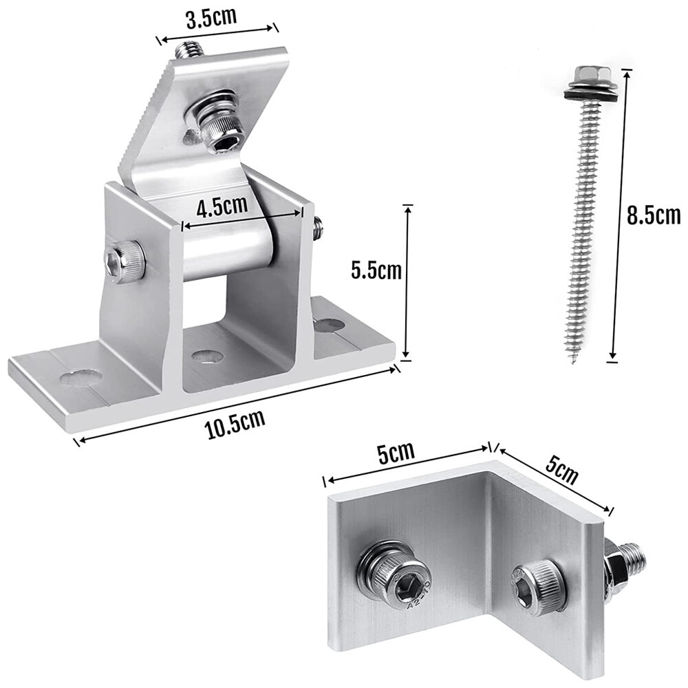 Solar Panel Mounting Brackets Aluminium Adjustable Angle For Wall & Roof — image 8