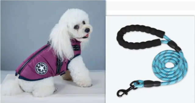 Waterproof Dog Clothes Winter Dog Coat With Harness Warm Pet Clothing Big Dog Jacket Chihuahua Labrador Coat Costume Purple - Shop at LoveMi